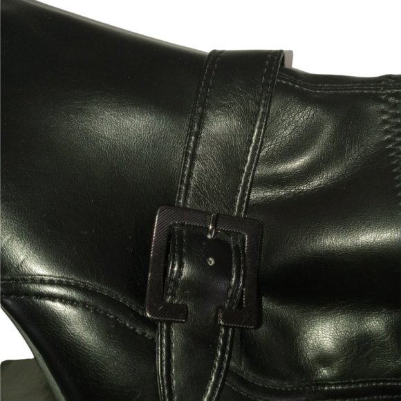 Franco Sarto Boots, Black Vegan Leather, Stretch Ankle Booties, Womens Size 10 - Picture 3 of 10